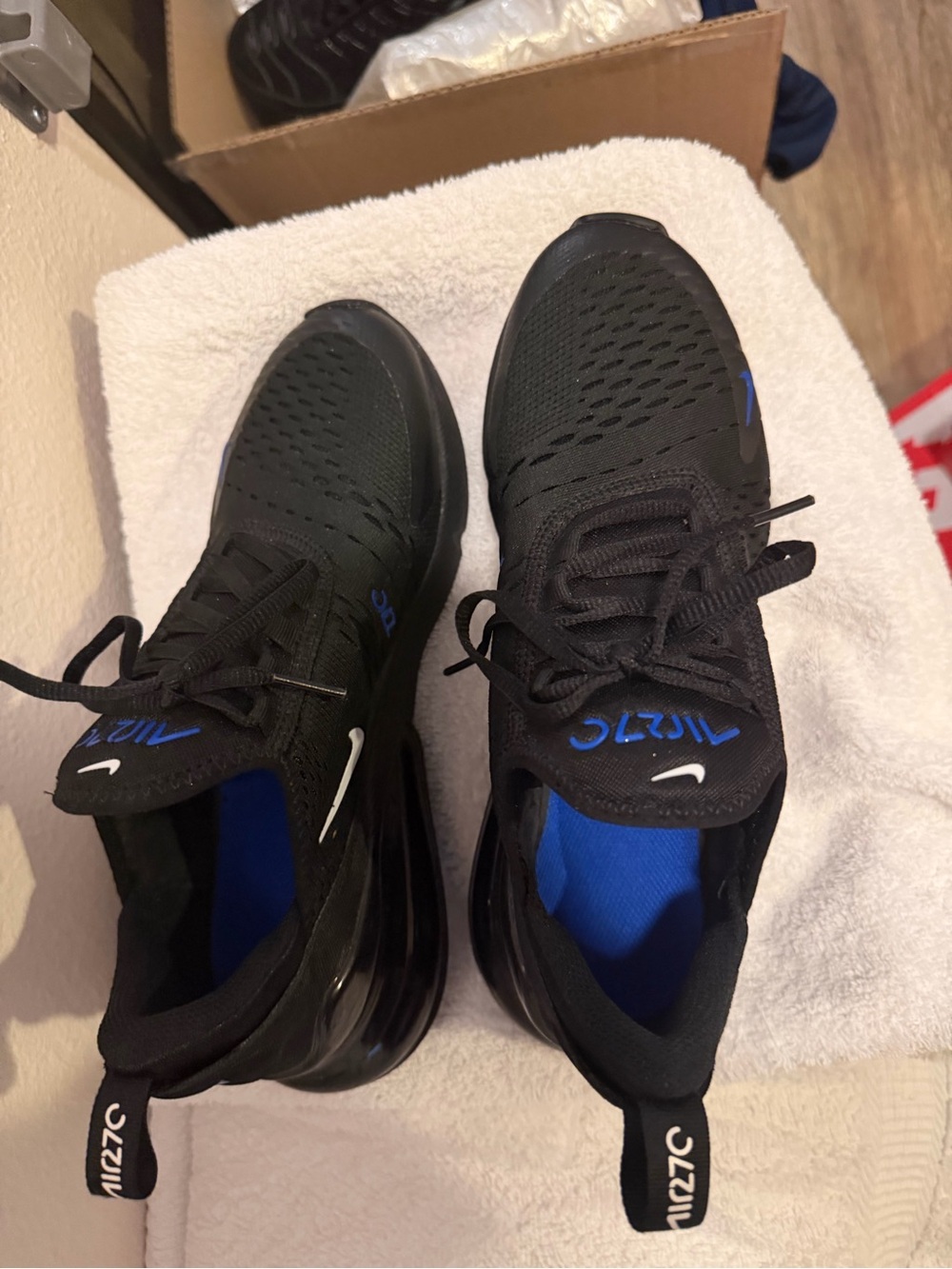 Nike Kids Black and Blue Air Max 270 Sneakers